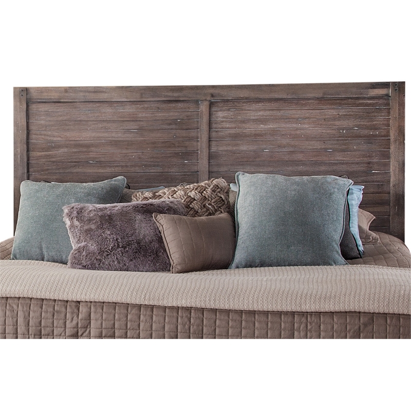 Bowery Hill Modern Farmhouse Weathered Gray Wood King Panel Headboard