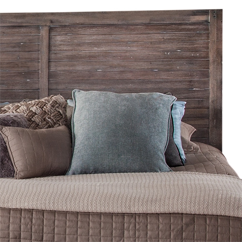 Bowery Hill Modern Farmhouse Weathered Gray Wood King Panel Headboard