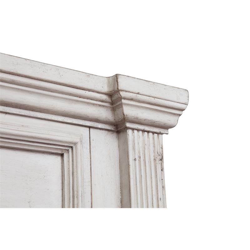 Bowery Hill Transitional Antique White Wood Queen Panel Headboard