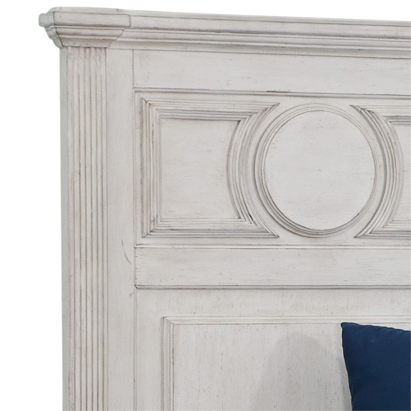Bowery Hill Transitional Antique White Wood Queen Panel Headboard
