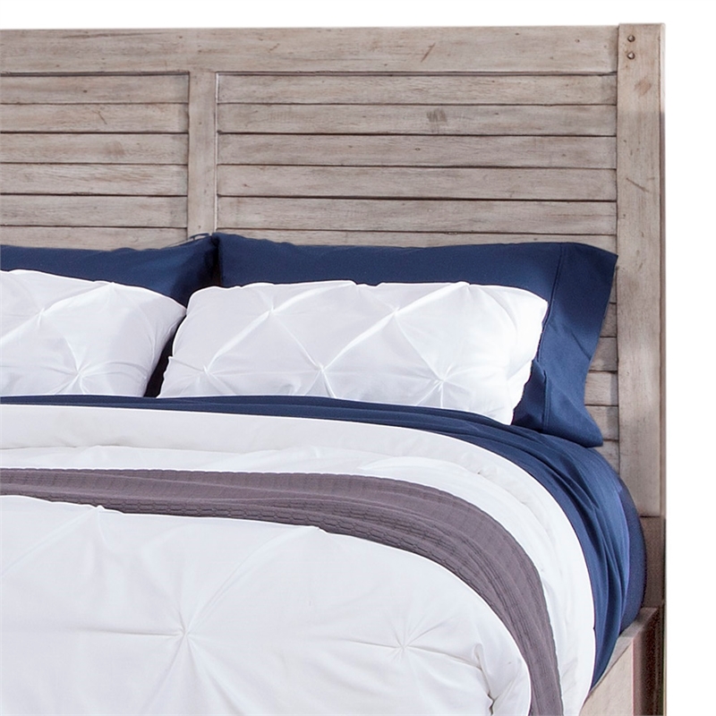 Bowery Hill Modern Farmhouse White-washed Wood Queen Panel Bed