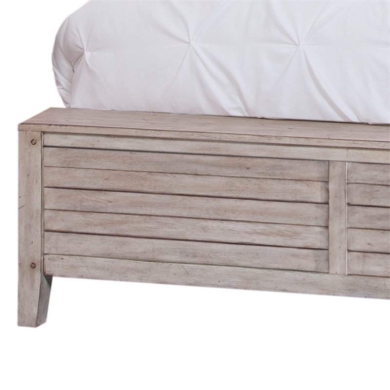 Bowery Hill Modern Farmhouse White-washed Wood Queen Panel Bed