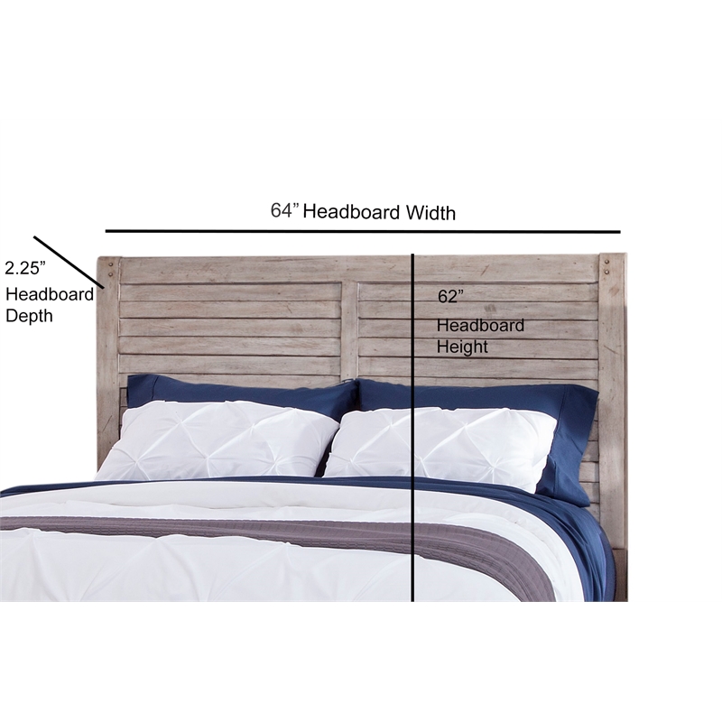 Bowery Hill Modern Farmhouse White-washed Wood Queen Panel Headboard