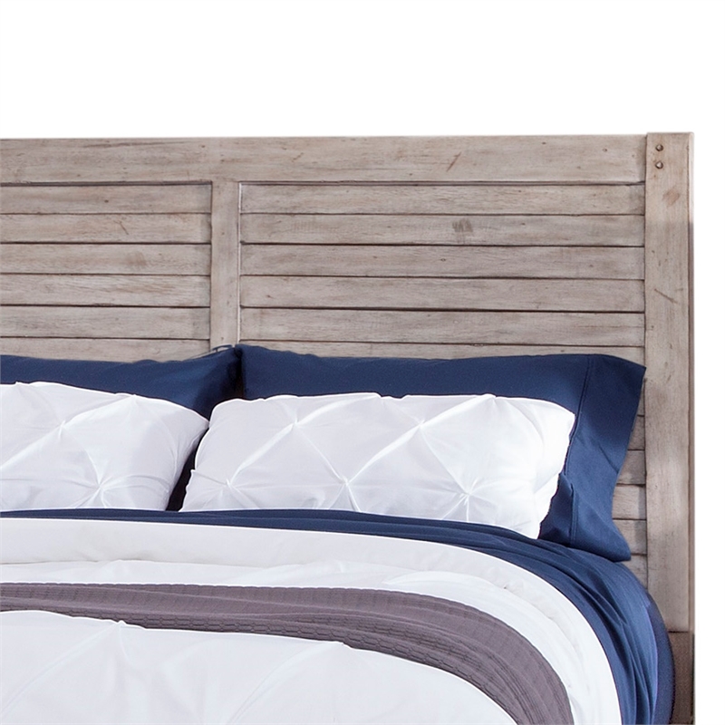 Bowery Hill Modern Farmhouse White-washed Wood Queen Panel Headboard