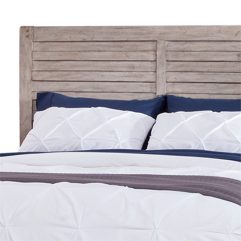Bowery Hill Modern Farmhouse White-washed Wood Queen Panel Headboard