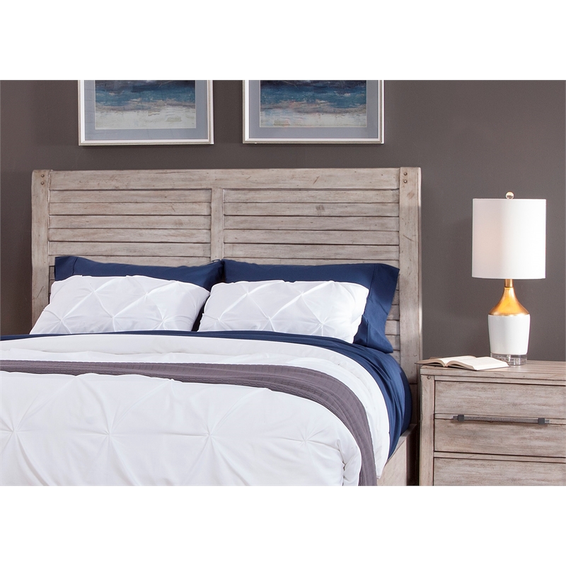 Bowery Hill Modern Farmhouse White-washed Wood Queen Panel Headboard