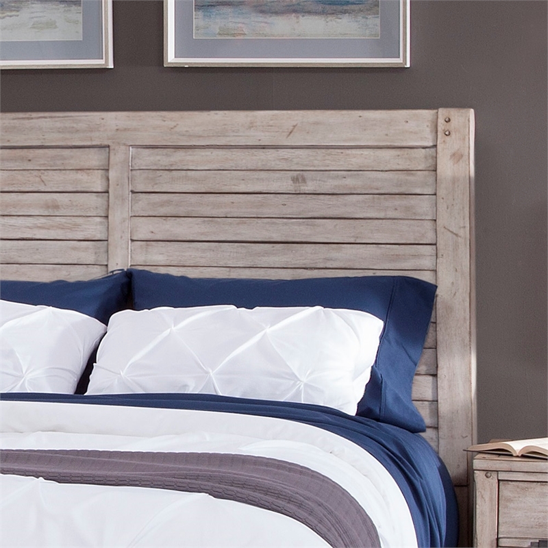 Bowery Hill Modern Farmhouse White-washed Wood Queen Panel Headboard