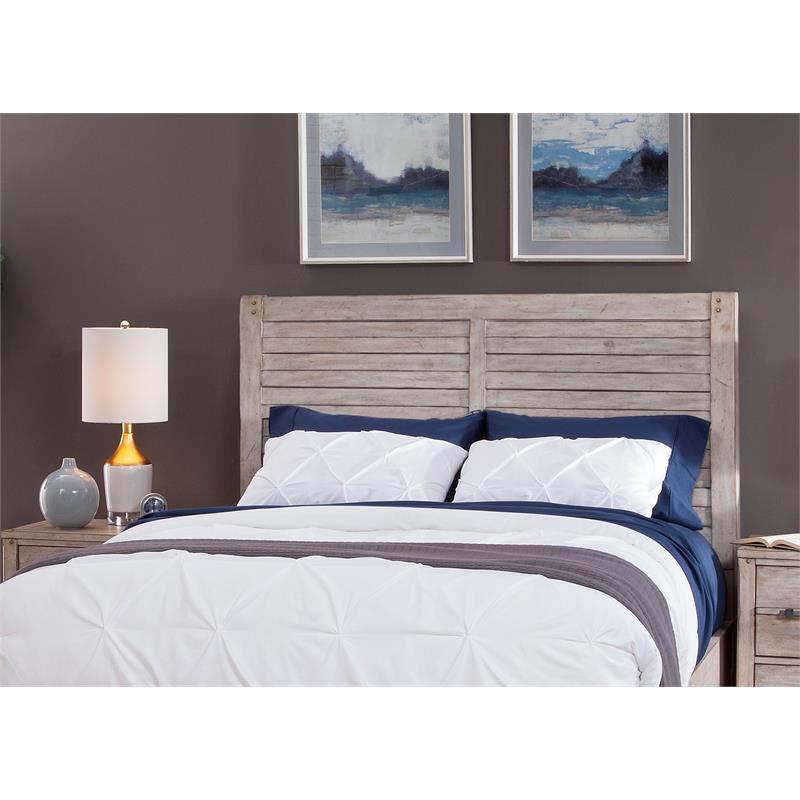 Bowery Hill Modern Farmhouse White-washed Wood Queen Panel Headboard