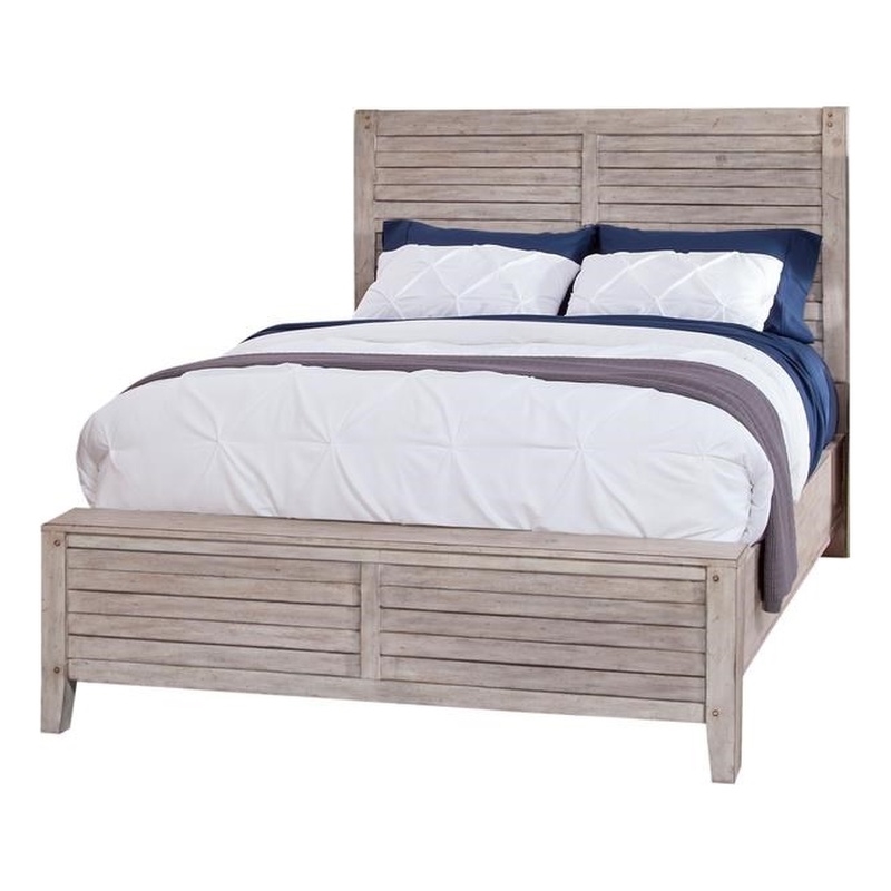 Bowery Hill Modern Farmhouse White-washed Wood King Double Panel Bed