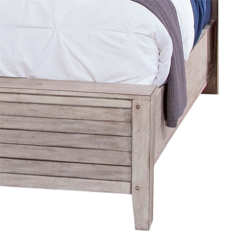 Bowery Hill Modern Farmhouse White-washed Wood King Double Panel Bed