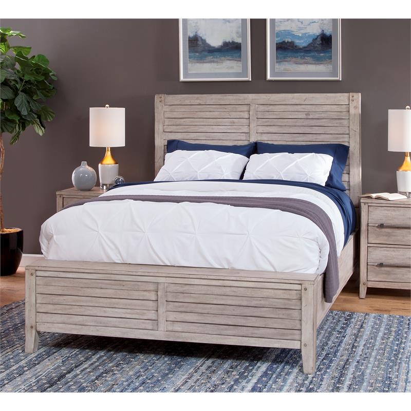 Bowery Hill Modern Farmhouse White-washed Wood King Double Panel Bed