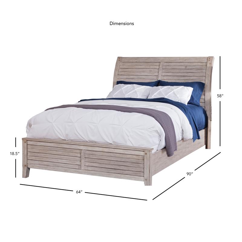 Bowery Hill Modern Farmhouse White-washed Wood Queen Sleigh Bed