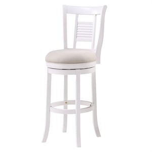 Bowery Hill Coastal White Solid Wood Swivel 30-inch Bar Stool