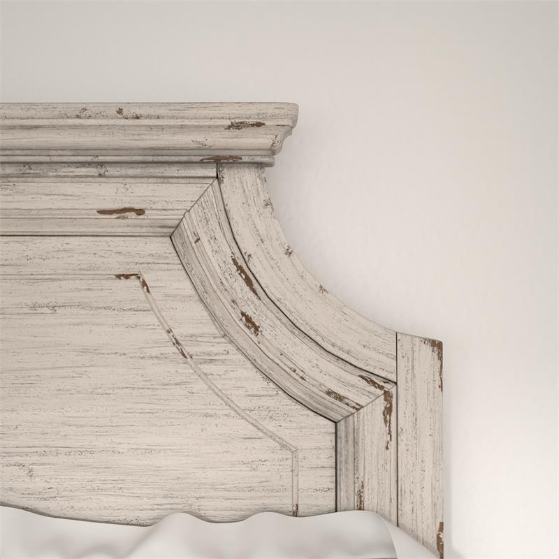 Bowery Hill Modern Farmhouse Antique White Wood King Panel Headboard