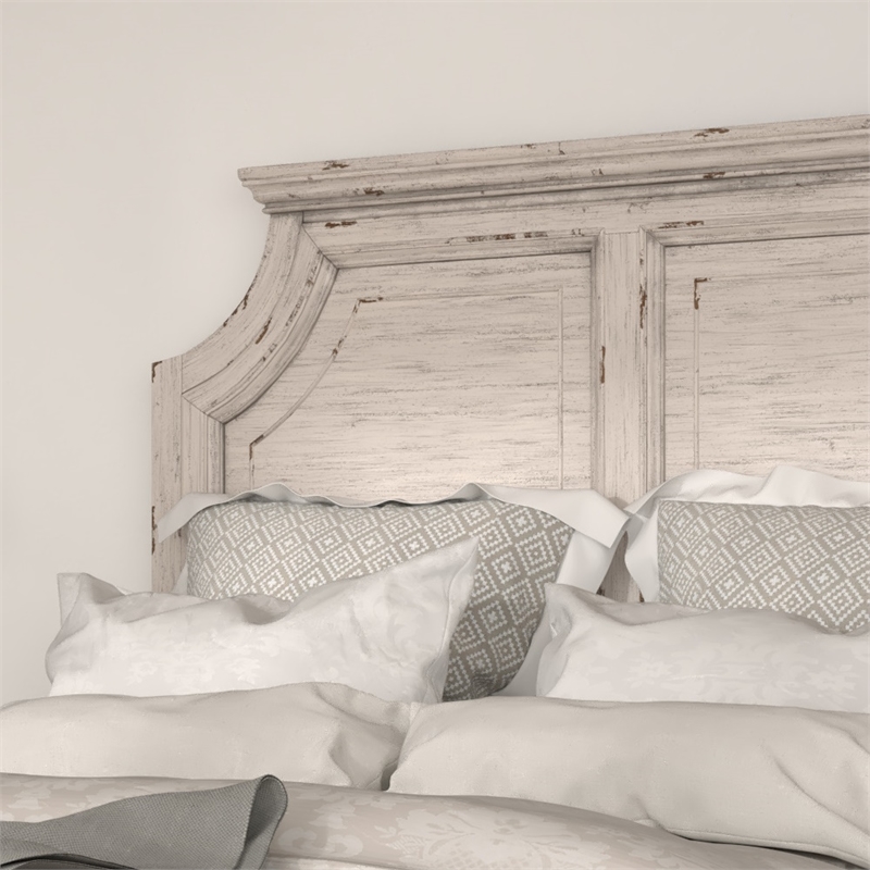 Bowery Hill Modern Farmhouse Antique White Wood King Panel Headboard