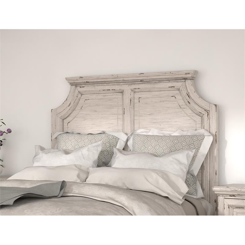 Bowery Hill Modern Farmhouse Antique White Wood King Panel Headboard