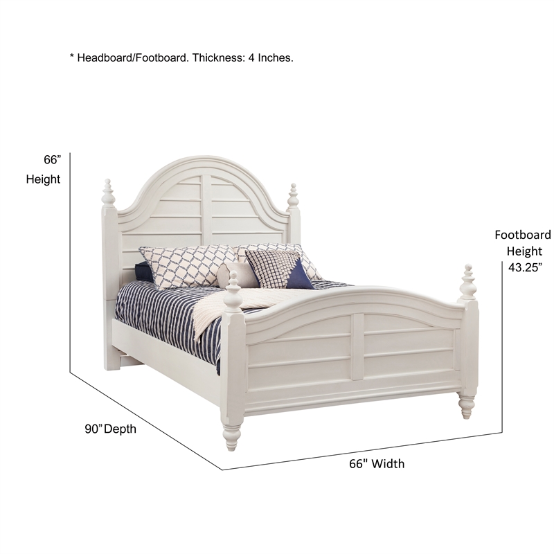 Bowery Hill Modern Farmhouse Dove White Queen Wood Panel Bed