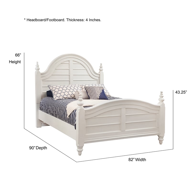 Bowery Hill Modern Farmhouse Dove White Finish King Wood Panel Bed