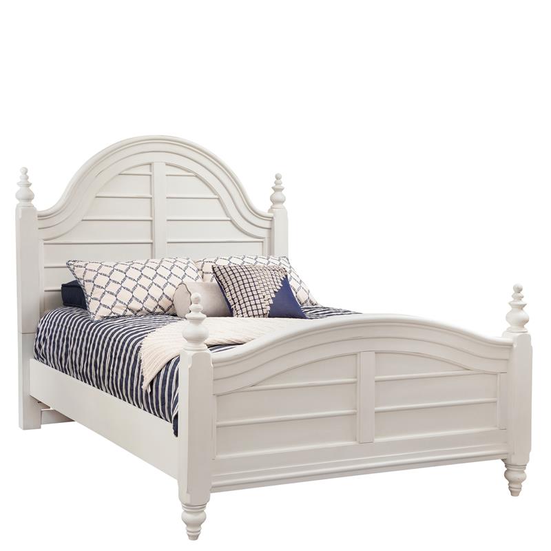 Bowery Hill Modern Farmhouse Dove White Finish King Wood Panel Bed