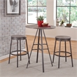 Bowery Hill 3-Piece Gray Metal Pub Height Table Set with Backless Swivel Stools