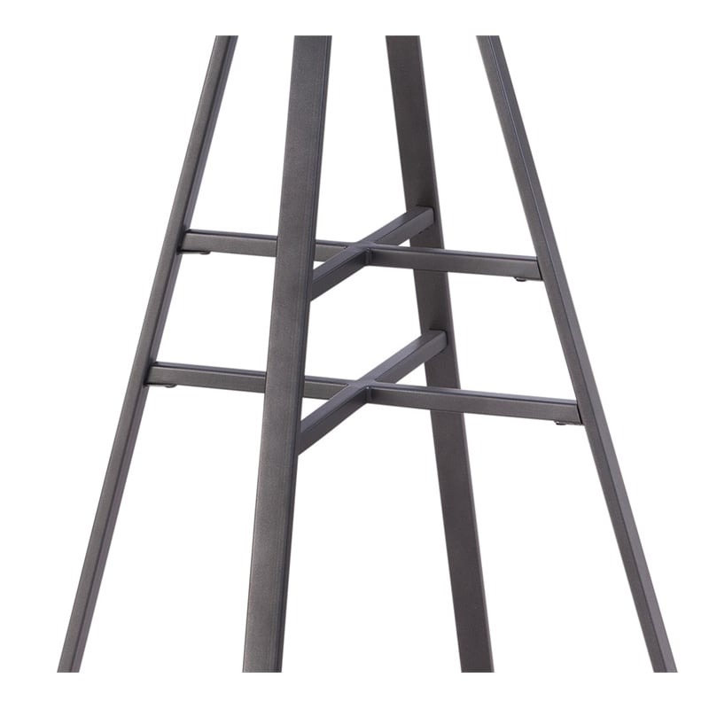 Bowery Hill 3-Piece Gray Metal Pub Height Table Set with Backless Swivel Stools