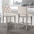 Bowery Hill Transitional Cream Polyster Fabric Solid Wood Counter Stool