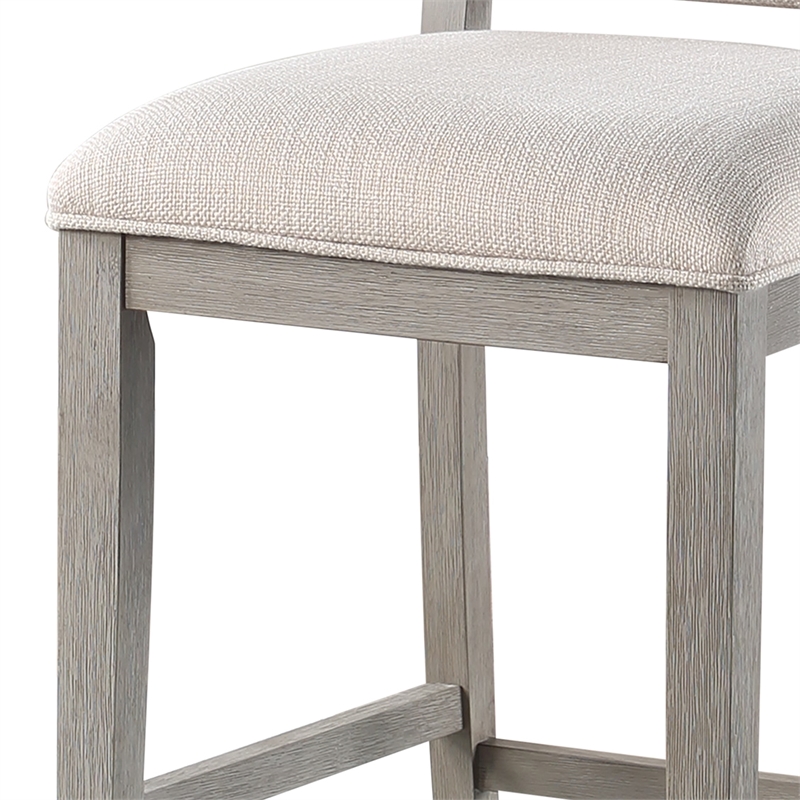 Bowery Hill Transitional Cream Polyster Fabric Solid Wood Counter Stool