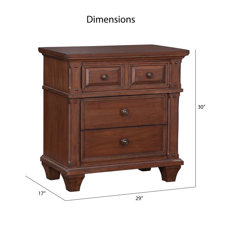 Bowery Hill Transitional Cherry Finished Wood 3-Drawer Nightstand