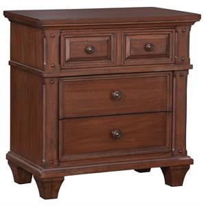 Bowery Hill Transitional Cherry Finished Wood 3-Drawer Nightstand