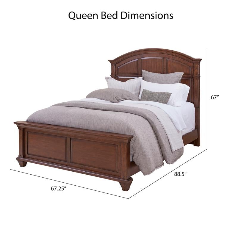 Bowery Hill Transitional Cherry Finished Wood Arched Queen Panel Bed