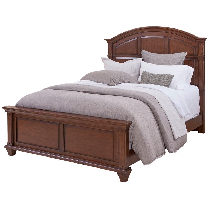Bowery Hill Transitional Cherry Finished Wood Arched Queen Panel Bed
