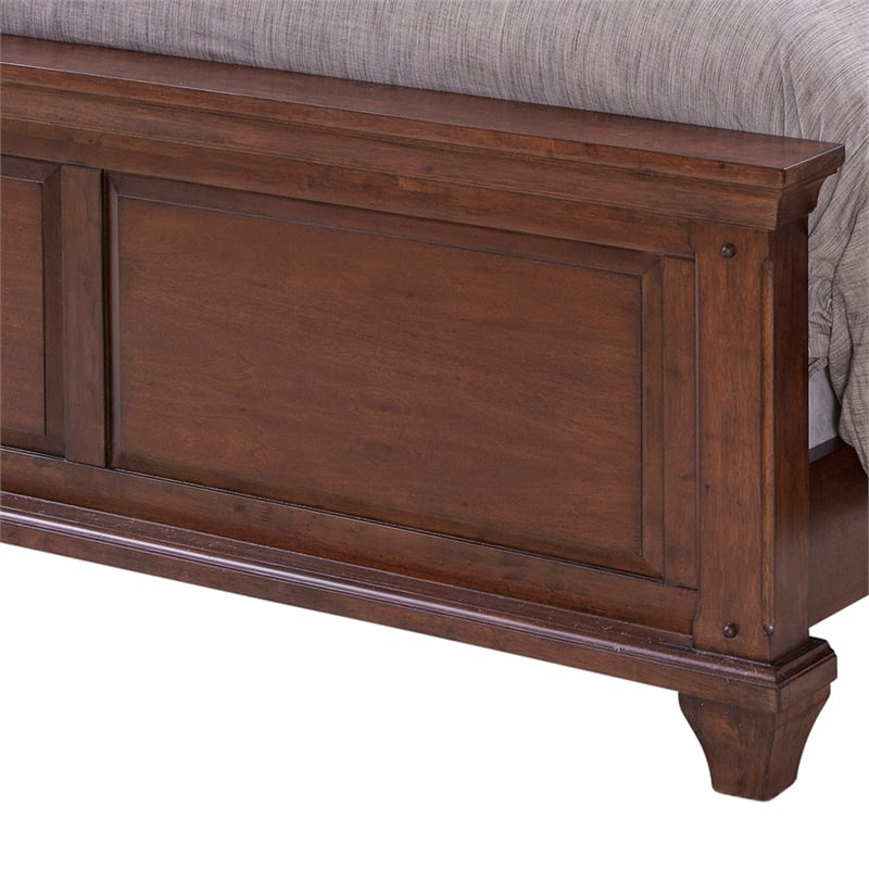 Bowery Hill Wood Cherry Panel King Bed Arched Vintage-Inspired 83.25