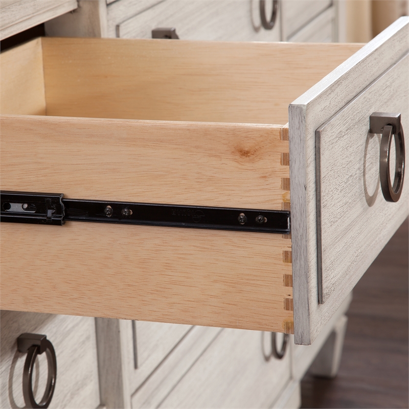 Bowery Hill Modern Farmhouse Wood 9-Drawer Dresser & Mirror in Oyster White