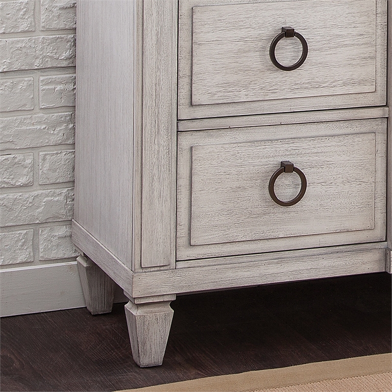 Bowery Hill Modern Farmhouse Wood 9-Drawer Dresser & Mirror in Oyster White