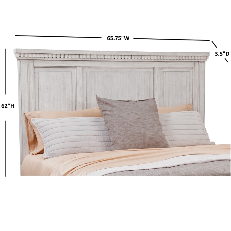 Bowery Hill Modern Farmhouse Wood Queen Panel Headboard in Oyster White