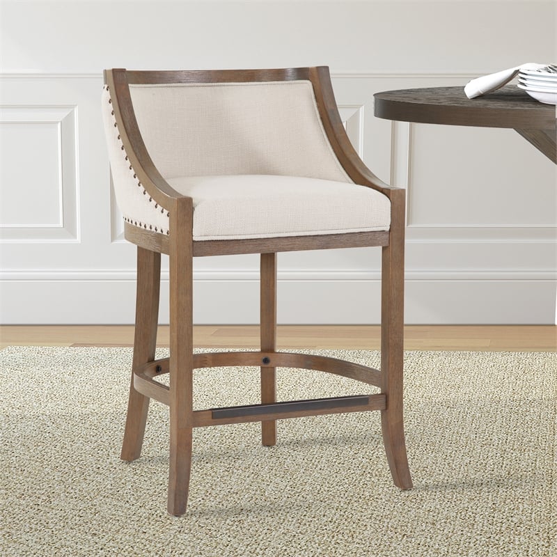Bowery Hill Oversized Warm Brown Solid Wood 26-inch Seat Height Bar Stool