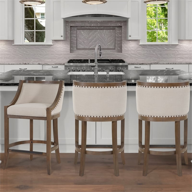 Bowery Hill Oversized Warm Brown Solid Wood 26-inch Seat Height Bar Stool
