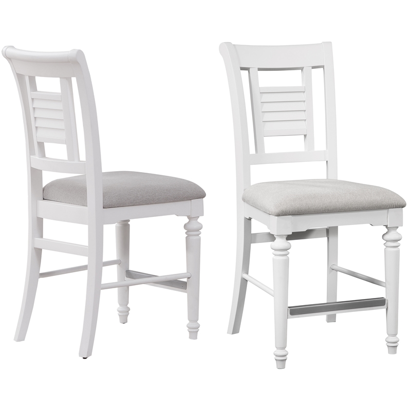 Bowery Hill Eggshell White Wood Counter Height Chair - Set of 2