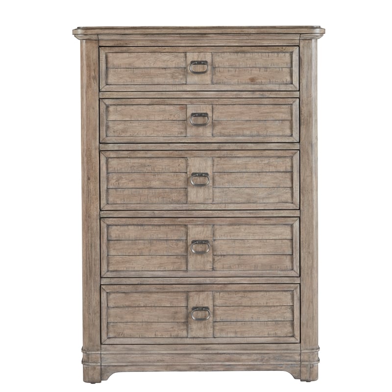 Bowery Hill Beige Antique Sand Wood 5-drawer Farmhouse Style Chest