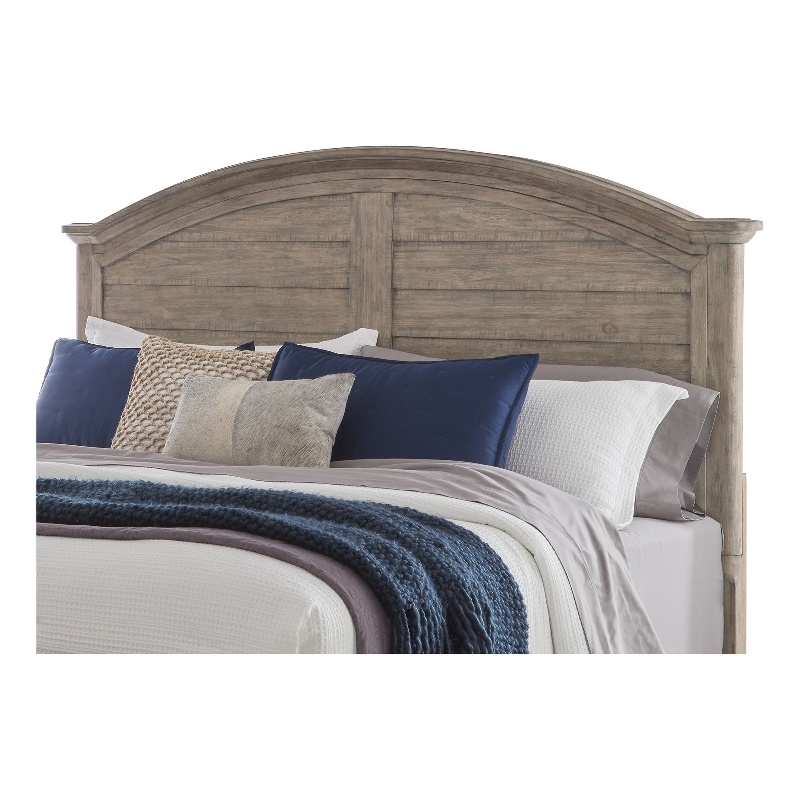 Bowery Hill Beige Antique Sand Wood King Arched Farmhouse Panel Headboard