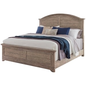 Bowery Hill Beige Antique Sand Wood Farmhouse King Size Arched Panel Bed