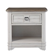 Bowery Hill White-Washed Wood Farmhouse Style Storage Nightstand