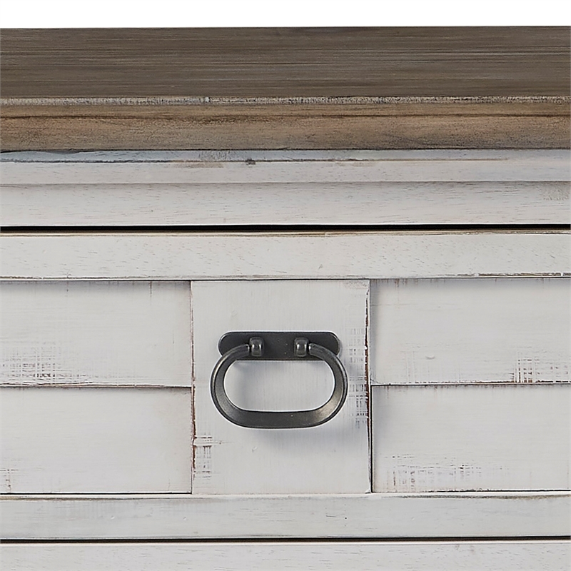 Bowery Hill White-Washed Wood Farmhouse Style Storage Nightstand