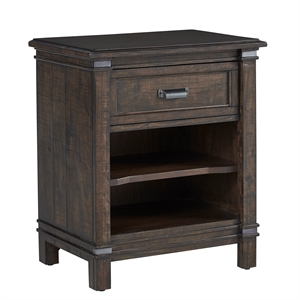 Bowery Hill Modern Farmhouse 1-drawer Rustic Brown Wood Nightstand