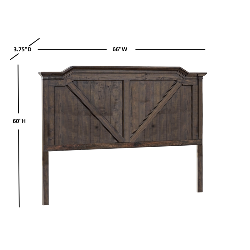 Bowery Hill Modern Farmhouse Rustic Brown Wood Queen Panel Headboard