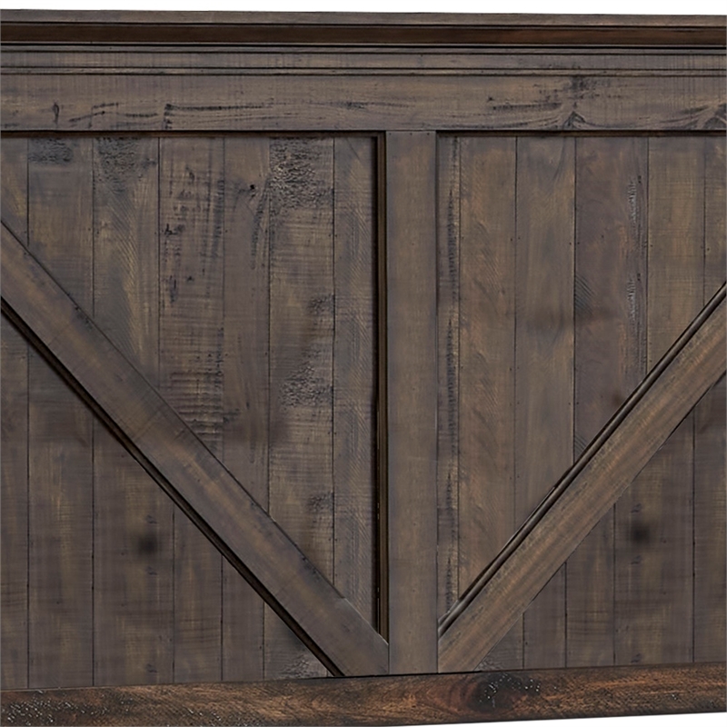 Bowery Hill Modern Farmhouse Rustic Brown Wood Queen Panel Headboard