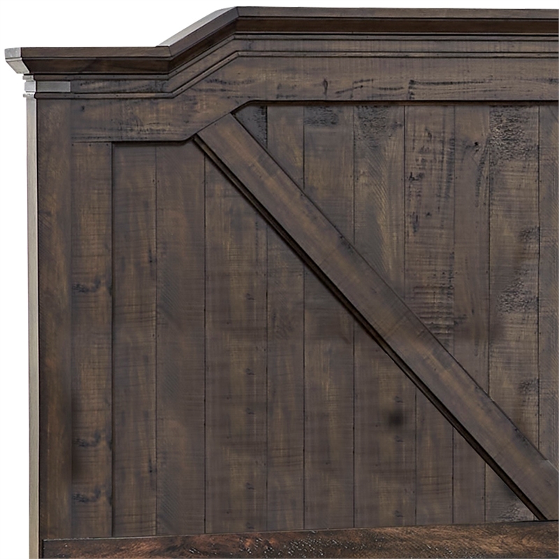Bowery Hill Modern Farmhouse Rustic Brown Wood Queen Panel Headboard