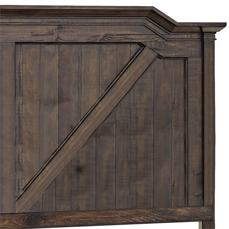 Bowery Hill Modern Farmhouse Rustic Brown Wood Queen Panel Headboard