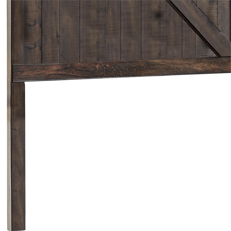 Bowery Hill Modern Farmhouse Rustic Brown Wood Queen Panel Headboard
