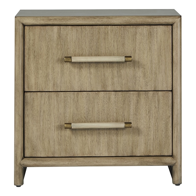Bowery Hill Hardwood Light Brown Nightstand Rectangular USB Ports 28